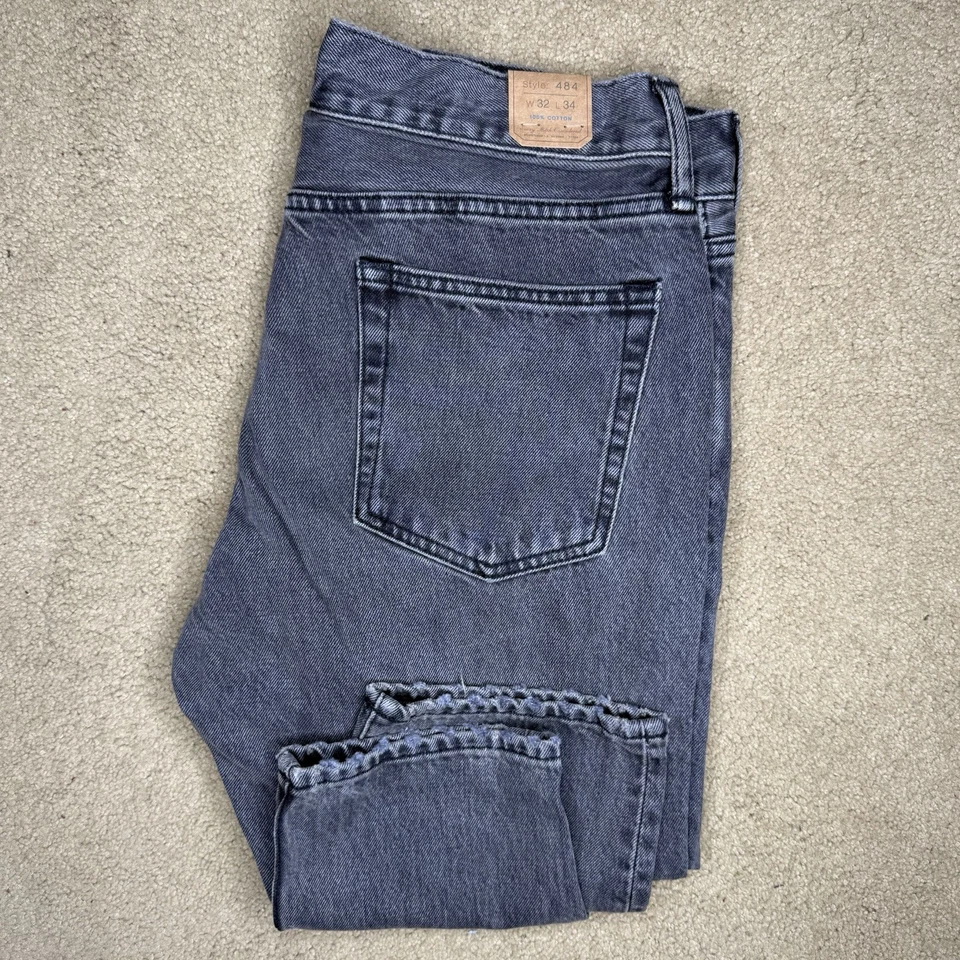 J.Crew 484 Jeans Mens 32x32 Acid Wash Denim Stretch Tapered Leg BI523