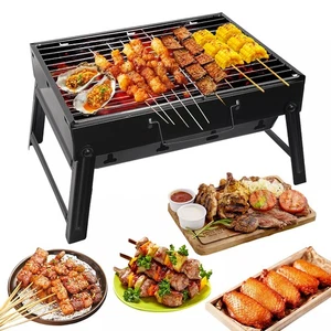 Tragbarer BBQ Holzkohlegrill Edelstahl Klein Mini BBQ Werkzeug Kit Outdoor Kochen - Bild 1 von 11