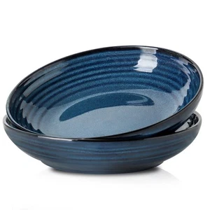 Pasta Bowls Set of 2, 32 Oz Porcelain Shallow Dinner Bowls for Salad, Soup, H... - Picture 1 of 7