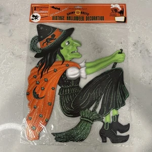 De colección 2001 Christopher Radko Brillante Brite Troquelado Bruja en Escoba Brillo NUEVO - Imagen 1 de 10