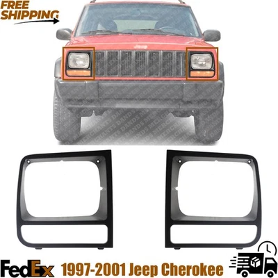 Juego de faros puerta lado conductor y pasajero Jeep Cherokee 1997-2001 acabado negro Foto 1 de 4