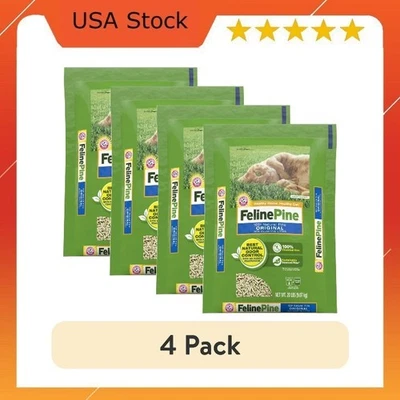 (4 pack) Feline Pine Original 100% Natural Cat Litter, 20 lb