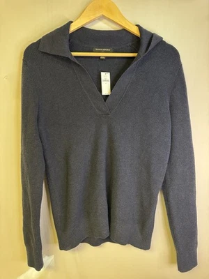 Suéter Cuello Polo Banana Republic Pequeño Azul Marino Manga Larga Tejido Nuevo con Etiquetas Foto 1 de 4