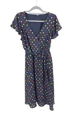 ModCloth Fits Of Bliss Dress Womens 1X Tie Waist Polka Dot Faux Wrap Mod Retro  - Image 1 of 4