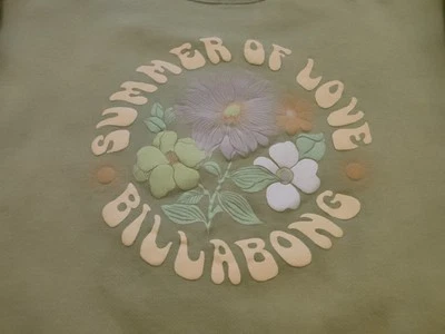 Billabong Summer Of Love Sweatshirt Womens Large Green Floral Pullover Crewneck - Image 1 of 4