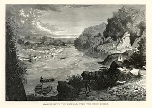 Scena di fiume Potomac, America storica 1874 antica incisione - Foto 1 di 4