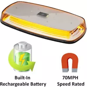 Rechargeable Amber Beacon LED Mini Lightbar Magnetic R65 Battery Strobe Warning - Picture 1 of 10