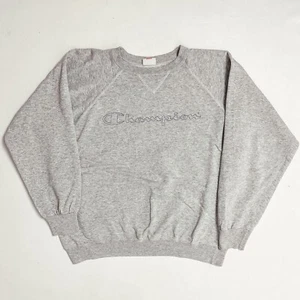 VTG Champion Gray Spellout Basic Oversize Sweatshirt Size L - Picture 1 of 7