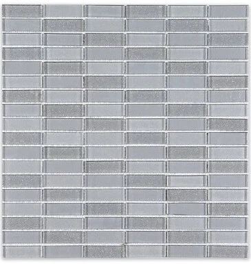 "11 piezas mosaico de vidrio plateado patrón apilado mosaico azulejo salpicadero de pared 12x12"" cada uno" Foto 1 de 4