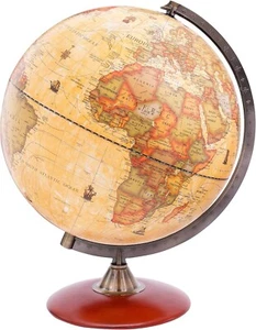 30cm Antique Globe With A Wood Base, World Globe Rotating Vintage Colour with M - Picture 1 of 8