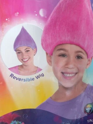 Trolls World Tour Purple/Pink Reversable Wig One Size Kids - Image 1 of 2