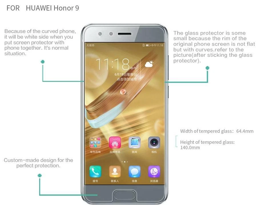 Nuevo Paquete Genuino de 5 Protectores de Pantalla de Vidrio Templado Transparente Delgados para Huawei Honor 9 Foto 1 de 1