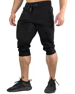 Men's Cotton Casual Shorts 3/4 Jogger Capri Pants Below Knee Three Pockets - Picture 1 of 7