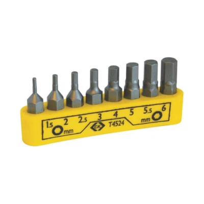 CK Tools Screwdriver Bit Clip Set - 8 Piece HEX Screwdriver Bits T4524 - Image 1 of 4