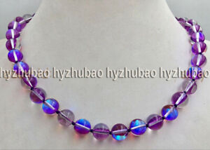 16-48" 6/8/10/12mm Multicolor Gleamy Rainbow Moonstone Gems Round Beads Necklace