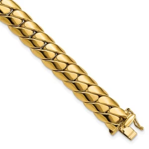 14K Yellow Gold Polished Fancy Link Men's Bracelet 9" inch, Width-9.4mm - Picture 1 of 3