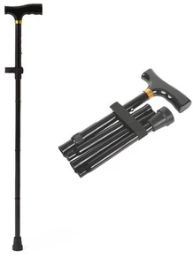 Medline Folding T-Handle Cane, Black, 1 each - MDS86430WH - Picture 1 of 5