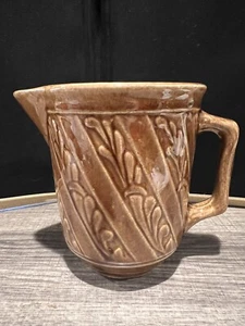 Vintage Western Stoneware/Pottery Milk Pitcher Brown Wheat Stalks USA 5" - Picture 1 of 7