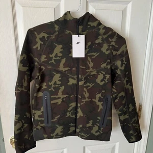 Nike Tech Fleece Boys Large Green Black Camouflage Zip Hoodie Sweatshirt Jacket - Picture 1 of 7