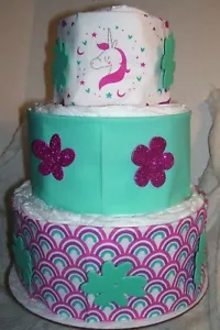 BABY SHOWER Unicorn Diaper Cake Gender Reveal Games Party Favors Decoration - Picture 1 of 1