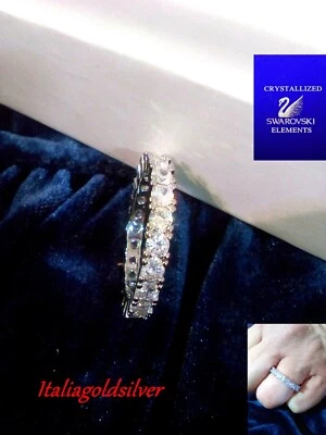 Anello Donna Veretta SWAROVSKI ELEMENTS ORIGINALI ORO BIANCO 18 kt Gioielli Love - Immagine 1 di 4