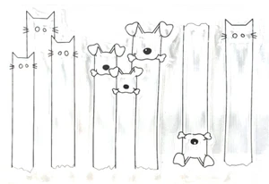 Cats & Dogs Tall Whimsical Clear Stamps 4.5" x 6.25" Tags Bookmarks Journals - Picture 1 of 2