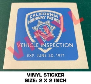 CALIFORNIA HIGHWAY PATROL VEHÍCULO INSPECCIÓN 1971 VINILO PEGATINA CALCOMANÍA - COCHE EE. UU. - Imagen 1 de 2