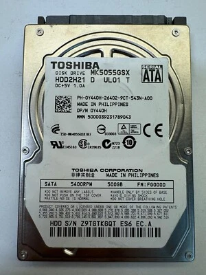 DELL Y440H MK5055GSX 500GB 5.4K RPM 8 MB Cache 3 Gb/s SATA ATA 2.5" HDD - Image 1 of 3