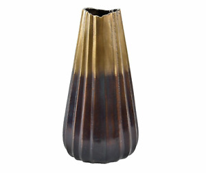 Aluminum Vase Flower Home Decor Interior Accent Black Brown Gold Line Cobalt