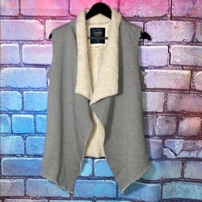 Cavalini Original Women's Sweatshirt Small Gray Loose Sleeveless Open Vest - Image 1 of 4