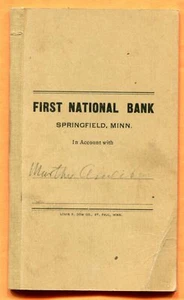 Springfield, MN, Prima Banca Nazionale, libretto degli assegni con assegni, 1900 - Foto 1 di 3