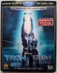 DISNEY TRON ORIGINAL + LEGACY 5-DISC 3D+2D BLU-RAY + DVD + LENTICULAR SLIPCOVER! - Imagen 1 de 7