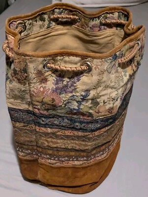 Bolso Mochila Vintage Express Tapiz Cuero Hobo Cubo Bolso Alfombra Foto 1 de 4