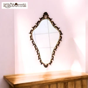 1950s Neoclassical Style Wall Mirror with Brass Curls - Picture 1 of 4