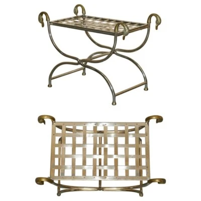 MESA AUXILIAR CABEZA DE PATO/CISNE MAISON JANSEN CIRCA AÑOS 40 CROMO PULIDO Y LATÓN Foto 1 de 4