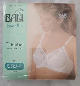 Bali 36B White Flower Full Support Underwire Bra Style 180 NWT - Picture 1 of 2