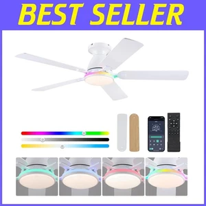 52-inch Low Profile Ceiling Fan with LED Light & App Control for Stylish Living - Picture 1 of 11
