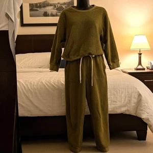 Outterknown Hightide Set XS Terry Cloth Lounge Set Pajamas Army Green Recovery - Picture 1 of 13