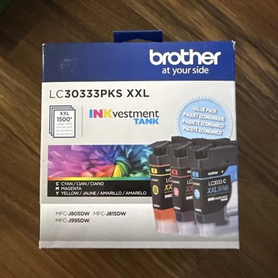 NEW Brother LC3033 3PKS XXL INKvestment Tank 3 Pack Color Ink Carts EXP: 9/2025 - Image 1 of 2