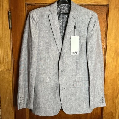 Blazer Abrigo Deportivo Bar III Calce Ajustado 38L Para Hombre Gris Jaspeado 100% Lino Nuevo con Etiquetas Foto 1 de 4