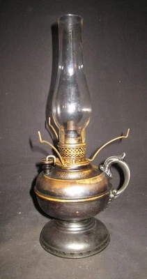 Kerosene Oil Brass Finger Lamp "The Miller Lamp" with ACME Chimney - Image 1 of 4