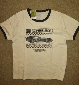 Juniors Caroll Shelby Daytona Cream and Black Short Sleeve t-shirt size large - Picture 1 of 3