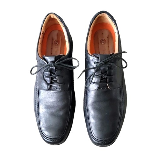 Scarpe Oxford Derby Clarks da uomo in pelle nera destrutturata taglia 13M