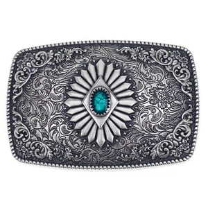 Fibbia Western Tribale, Argentato (Argento Placcato), Vintage Stile, Cintura - Foto 1 di 3