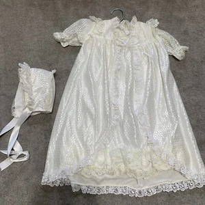 Vintage Madonna Babykleidung weiß Baby 4-teilig Taufe Taufe Set Kleid Mantel 0-6 Monate - Bild 1 von 9