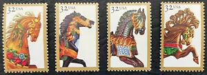 1995 Scott #2976 - 2979, 32¢, CAROUSEL HORSES - Mint NH - Set of 4 Singles - Picture 1 of 1