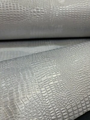 Cocodrilo Repujado Vinilo Mate Plata Imitación Cuero Tela Por Yarda Artesanía Foto 1 de 4