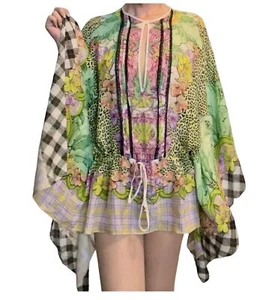 Just Cavalli Multicolor Printed Silk Waist Tie Detail Kaftan Tunic Small - Picture 1 of 12