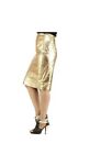 Genuine Lambskin Leather Womens High Waist Premium Quality Casual Gold Skirt