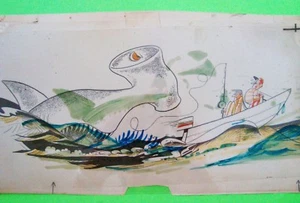 Original COMM ART CEL Dibujos Animados JOSEPH ESCORIDO Impresora Prueba "TIBURÓN MARTILLO" - Imagen 1 de 5